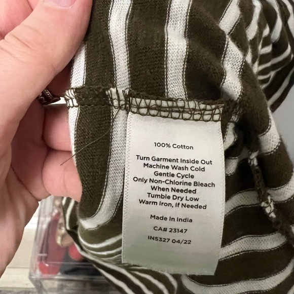 Talbots, olive green Chirping Stripe Belted Knit Nautical Shift Dress, Size M - Picture 4 of 10